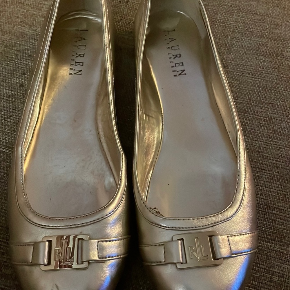 Ralph Lauren gold shoes.  Only worn twice.  In great condition.